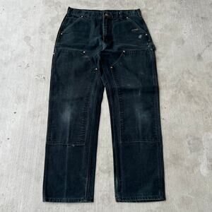Vintage Y2K Carhartt faded black double knee work wear carpenter pants